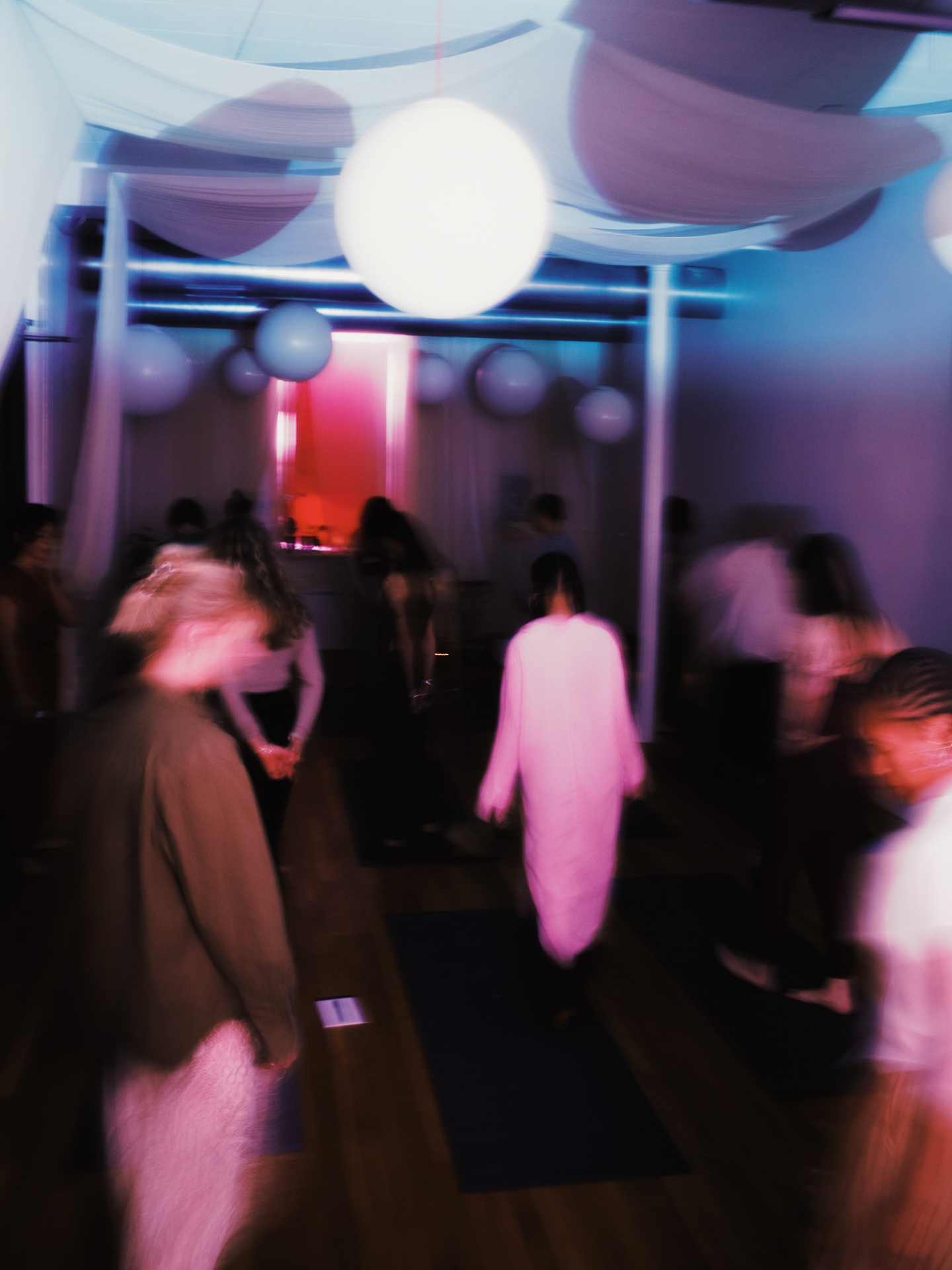 Soft-focus evening gathering in motion
